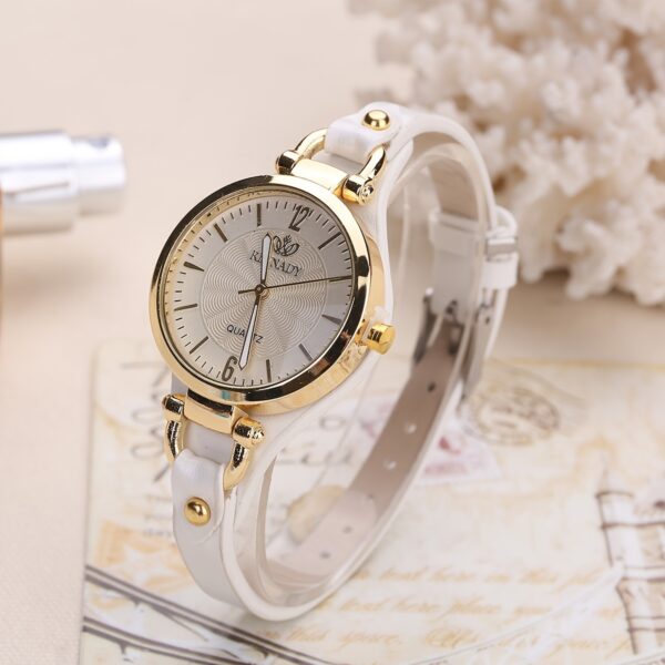 Wal-Joy Women's Elegant Minimalist Quartz Watch with White Dial, Golden-Tone Markers & Light Brown Faux Leather Strap - Casual Chic Casual Attire, Stylish Wristwatch | Sleek Round Case | Clear Numeral Markers - Image 8