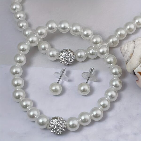 European and American Cross-border Imitation Pearl Necklace Bracelet Earrings Set Three-piece Set Foreign Trade Bride Accessories, for Wedding - Image 6