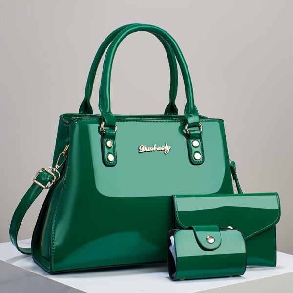 Trendy And Versatile Women'S High-End Multi-Layer Bag Set, Featuring a Stylish Casual Crossbody, Shoulder Bag, And Large-Capacity Tote in a Glossy Patent Finish. - Image 6
