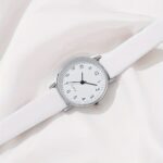 2pcs/set Women's Casual Round Pointer Quartz Watch Analog PU Leather Wrist Watch & Leaf Bangle, Gift For GirlsHer - Image 3