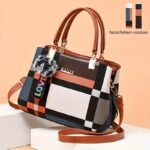 Plaid Decorated Women's Fashion Small Handbag with Ball Decoration Multi-Layer Mini Crossbody Bag Suitable for Date Party Student White Collar - Image 7