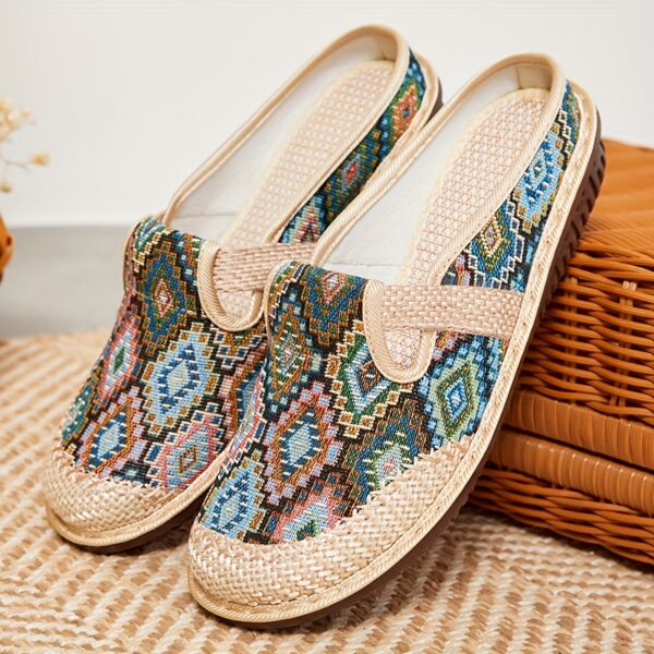 Women's Casual Slip-On Flats, Breathable Fabric Upper with Rubber Sole, All-Season Comfort Shoes with Plain Toe Design, Breathable Flats|Patterned Slipon Loafers|Durable Comfort Shoes - Image 9