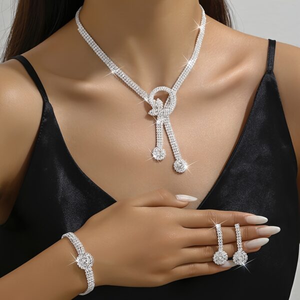 Necklace + Earrings Pair + Bracelet Set for Evening Dress Jewelry - Image 2