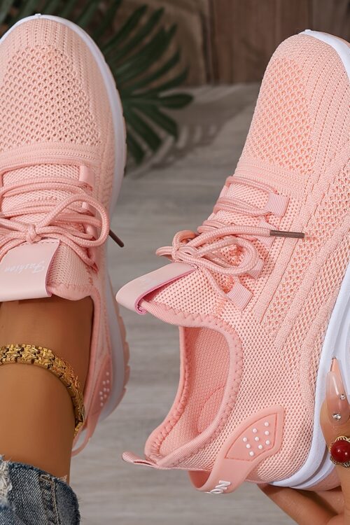 Women’s White Breathable Mesh Running Shoes – Comfortable Low-Top Sneakers with Rubber Sole for Travel, Vacation & Casual Wear, Sleek Shoe Design | Cushioned Support