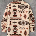 Men'S Aztec Pattern Flannel Jacket, Regular Fit, Long Sleeve, Casual Pullover with Pockets, Polyester Knit Fabric, Non, Spring/Autumn Collection - Image 2