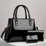 Trendy And Versatile Women'S High-End Multi-Layer Bag Set, Featuring a Stylish Casual Crossbody, Shoulder Bag, And Large-Capacity Tote in a Glossy Patent Finish.
