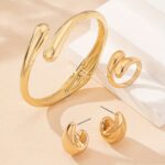 2pcs of Teardrop Earrings + 1pc of Bracelet + 1pc of Ring Geometric Teardrop Shape Women'S Jewelry Set Suitable for Daily Wear And Versatile Party Gifts - Image 3