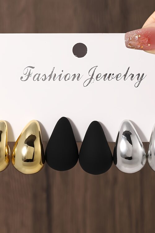Elegant and Minimalist Teardrop Hoop Earrings Set for Women: Retro Punk Style, Suitable for Daily Wear and Festive Gifts