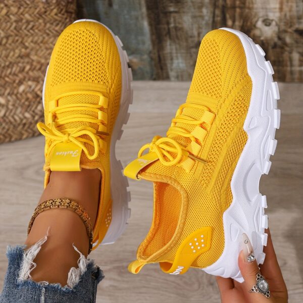 Large size Women's white shoes, summer mesh lace sneakers, comfortable low-top running shoes, travel and vacation leisure - Image 19