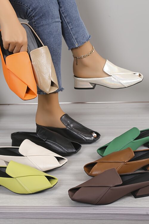 Women’s Stylish Solid Color Sandals, Slip On Peep Toe Walking Comfort Block Heels, Versatile Vacation Mules Koningsdag/King’s Day