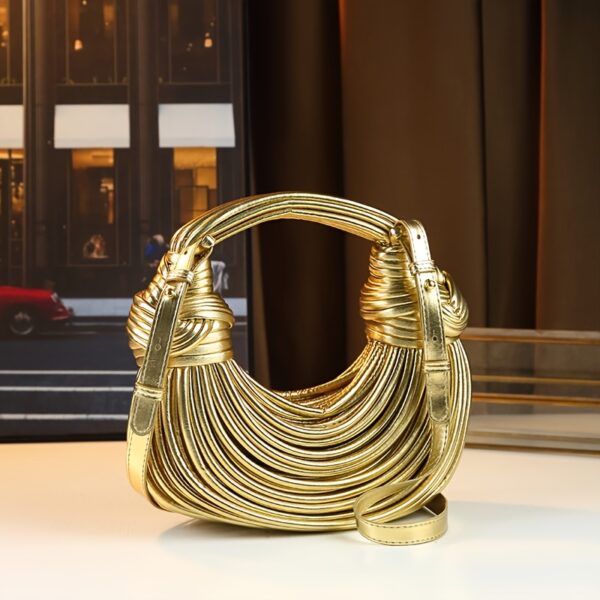 Glossy Trendy Design Sense Handmade Dumpling Bag Hand-Held Crossbody Bag Knotted Rope Noodles Bag Fashionable Personality Female Bag - Image 9