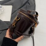 Elegant Retro Women's Crossbody Bag with Bell Pendant – Stylish Brown Handbag with Adjustable Strap, Zipper Closure, and Golden-Tone Hardware for Work, Date, Shop, and Party - Image 2