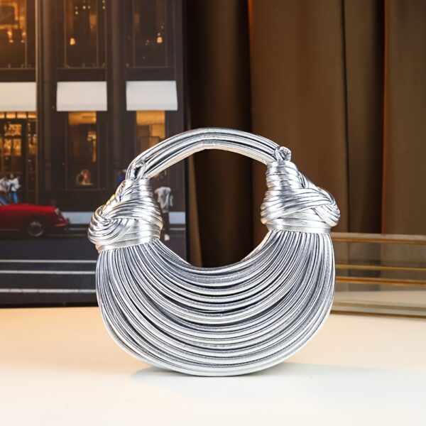 Glossy Trendy Design Sense Handmade Dumpling Bag Hand-Held Crossbody Bag Knotted Rope Noodles Bag Fashionable Personality Female Bag - Image 8