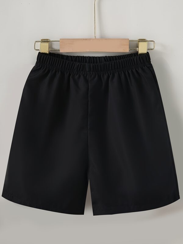 Summer Set for Boys with Splashed Ink Printed Short Sleeve Shirt + Plain Color Shorts - Image 7