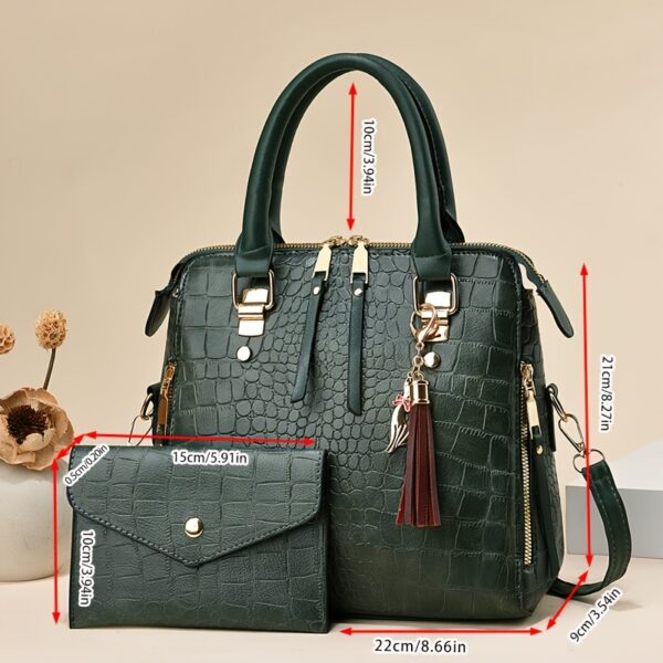 Elegant Black Tote Bag with Golden Hardware - Removable Strap, Zipper Closure, Polyester Lining, Stylish Tassel Detail, Perfect for Summer, Casual to Formal Events, Casual Tote Bag|Elegant Tote Bag|Durable Handle Bag - Image 3