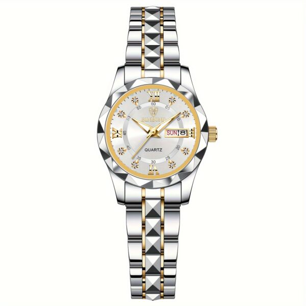 BINBOND Women's Light Luxury Quartz Watch with Night Glow, Double Calendar, Stainless Steel Band & Blue Dial - Elegant Casual & Formal Watch for Casual Attire - Image 10