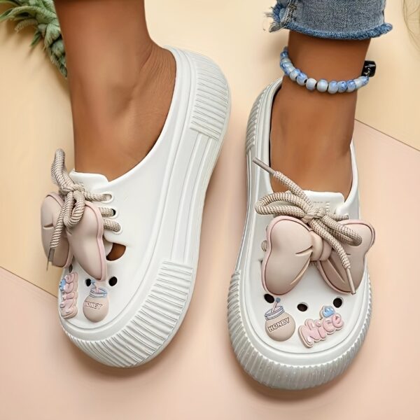 Perfect for Easter Gifts, Essential for Parties, 2025 Summer New Arrival, Japanese and Korean Style Slip-On Non-Slip Women's Sandals with Bow Detailing, Thick Sole Elasticity, Lightweight Breathable, Suitable for Home, Outdoor, Office, and Gatherings - Image 2