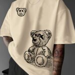 Men's Casual Bear Graphic Tee - Soft Polyester, Crew Neck, Short Sleeve, Summer Fashion T-Shirt