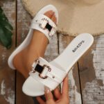 Comfortable And Stylish Slip-On Sandals for Women, Perfect for Both Indoor And Outdoor Use, Featuring a Round Toe Design, Ideal for Casual Wear And Holidays with a Flat Low Heel. - Image 3