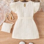 3pcs Set for Little Girls: Outdoor Sports Flying Sleeve Dress + Bag - Image 5