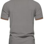 Men'S Casual Short Sleeve Polo Shirt - Beige with Black Side Stripes, Comfortable Breathable Fabric, Mandarin Collar, Zipper Detail, Perfect for Sports, Outdoor Activities & Casual Wear, Sports Casual Wear | Minimalist Design | Comfortable Fit - Image 8