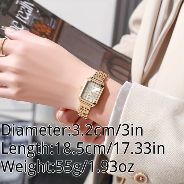 Women's Business Rectangle Quartz Watch Luxury Golden Fashion Analog Wrist Watch For Daily Life - Image 5