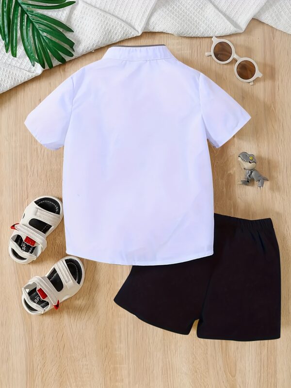 2pcs, Baby Boy's Trendy Short Sleeves Dinosaur Pattern Shirt + Versatile Shorts Set, Casual Comfy Summer Outdoor Clothes - Image 2