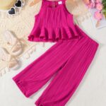 2-Piece Girl's Sleeveless Sling Top + Straight Pants Trendy Set Holiday Summer Outdoor Outfits Clothes