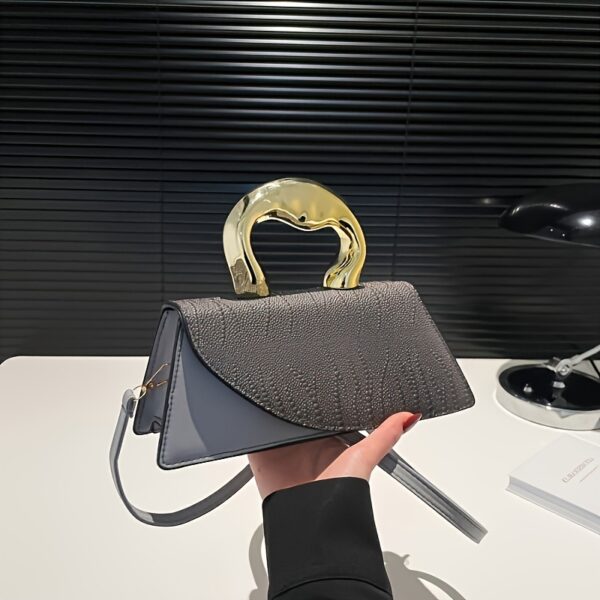1pc 6 Colors to Choose from - Elegant Crocodile Imitation Clutch - Fashionable And Versatile Shoulder Crossbody Bag - with Detachable Shoulder Strap - Waterproof Evening Bag with Golden Swan-Shaped Handles, Adding Elegance And Sophistication, Suitable for Matching Simple And Capable Clothing, And for Attending Weddings, Parties And Banquets - Choose from Black/White/Blue/Grey And Other Colors. - Image 12