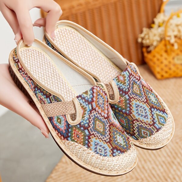 Women's Casual Slip-On Flats, Breathable Fabric Upper with Rubber Sole, All-Season Comfort Shoes with Plain Toe Design, Breathable Flats|Patterned Slipon Loafers|Durable Comfort Shoes - Image 2