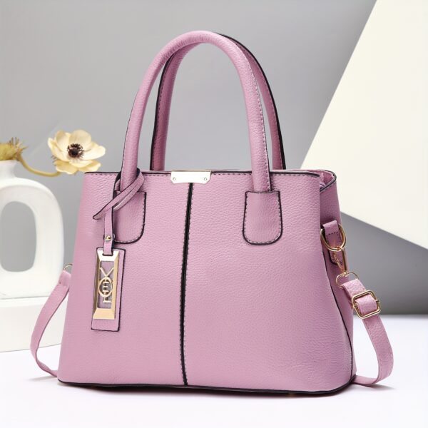 Large Capacity Gray PU Tote Bag - Stylish Versatile Shoulder & Bag with Adjustable Straps, Zip Closure, and Polyester Lining - Image 18