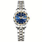 BINBOND Women's Light Luxury Quartz Watch with Night Glow, Double Calendar, Stainless Steel Band & Blue Dial - Elegant Casual & Formal Watch for Casual Attire - Image 3