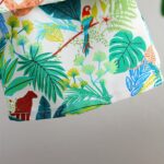 Boys' Summer Casual Outfit: White Leaf Print Short Sleeve Shirt and Comfortable Shorts Set, Polyester, Non-Stretch Fabric - Ideal for Outdoor Activities, Tree Leaf, Suitable, Leisure Style, Conventional Version, Summer, Perfect for Outdoor - Image 5