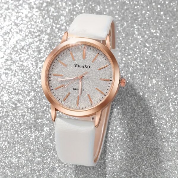 5pcs/1pc New Fashionable and Elegant Women'S Round Quartz Watch + Fashionable Accessory Set for Valentine'S Day, Easter, Ramadan, Birthday, Christmas, Gift for Friends and Family, Eid Al-Adha - Image 2