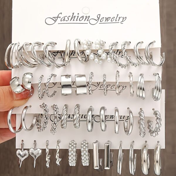 Elegant Geometric Earrings With Peach Heart And Twisted Design, Imitating Pearls, Suitable For Daily Wear, Parties, Banquets, And Gifts. - Image 2