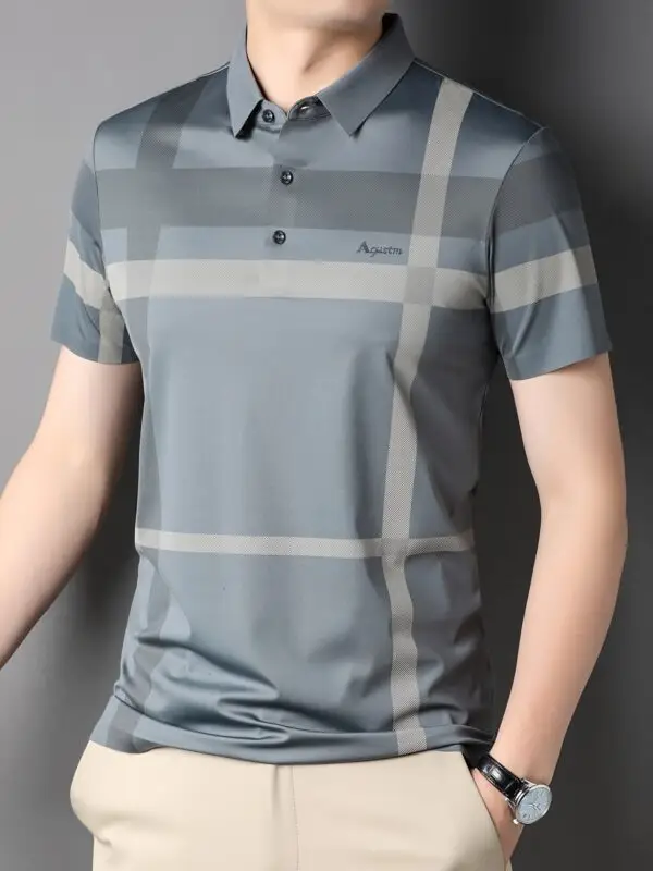 Men's Summer Plaid Shirt - Casual Short Sleeve, Nylon Blend, Stretch Fabric, Non-Transparent - Image 5