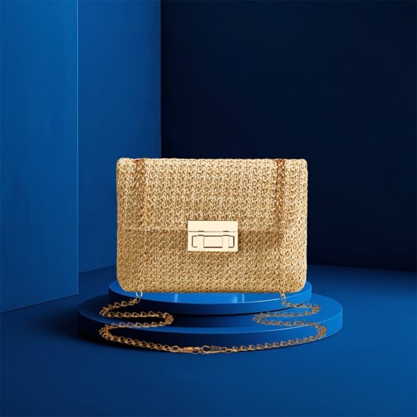 2025 New Trendy Woven Women'S Tote and Wallet, Practical Crossbody Bag, Single Shoulder Bag, Small Square Bag, Metal Chain Strap, Simple Women'S Crossbody Bag - Image 3