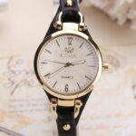 Wal-Joy Women's Elegant Minimalist Quartz Watch with White Dial, Golden-Tone Markers & Light Brown Faux Leather Strap - Casual Chic Casual Attire, Stylish Wristwatch | Sleek Round Case | Clear Numeral Markers - Image 2