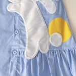 aiLe Rabbit Girls' Elegant Summer Dress - Pink with Bunny Embroidery, Ruffle Hem, Short Sleeve, Button-Up Collar, Non-Stretch Fabric, Perfect for Casual Wear, Cute Summer Dresses - Image 6