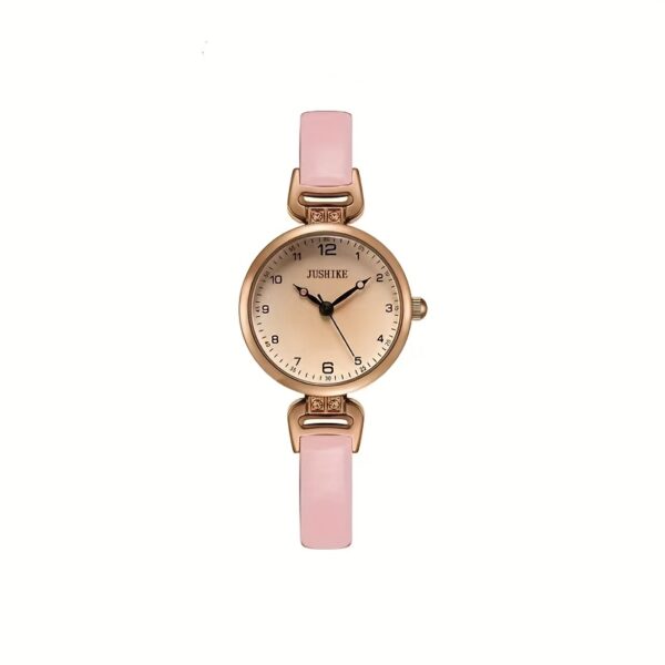 Elegant Vintage Women'S Quartz Watch with Brown Faux Leather Strap, Golden-Tone Alloy Case, Arabic Numerals, and Minimalist Design - Perfect for Casual Attire, Casual Watch|Elegant Timepiece|Goldtone Case, Watch Accessories - Image 7