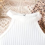 Girls' 3pcs Vintage Leopard Print Outfit Set - Sleeveless Cotton Blend Bandeau Top, Tiered Skirt, and Matching Hat - Casual Summer Wear for Kids with Frill Details - Image 10