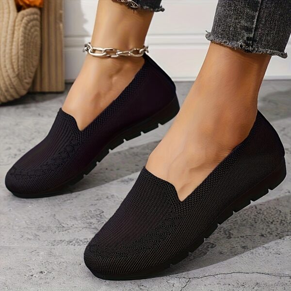 Women'S Purple Knit Loafers - Slip-On, Lightweight, Non-Slip Flat Walking Shoes, Casual All-Season Low Top Fabric Sneakers, PVC Sole and Fabric Insole, Comfortable and Breathable, Allseason Loafers | Casual Loafers | Comfortable Footwear, Loafer Sneakers - Image 3