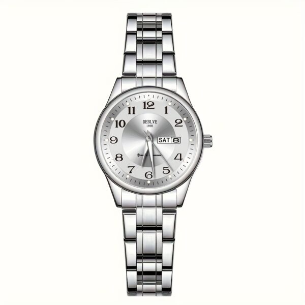 DEBLVE Women'S Ultra-Thin Stainless Steel Quartz Watch - Stylish, Lightweight, IPX7 with Calendar, Luminous Day Display, and Stainless Steel Band - Perfect for Casual Wear, DEBLVE - Image 5
