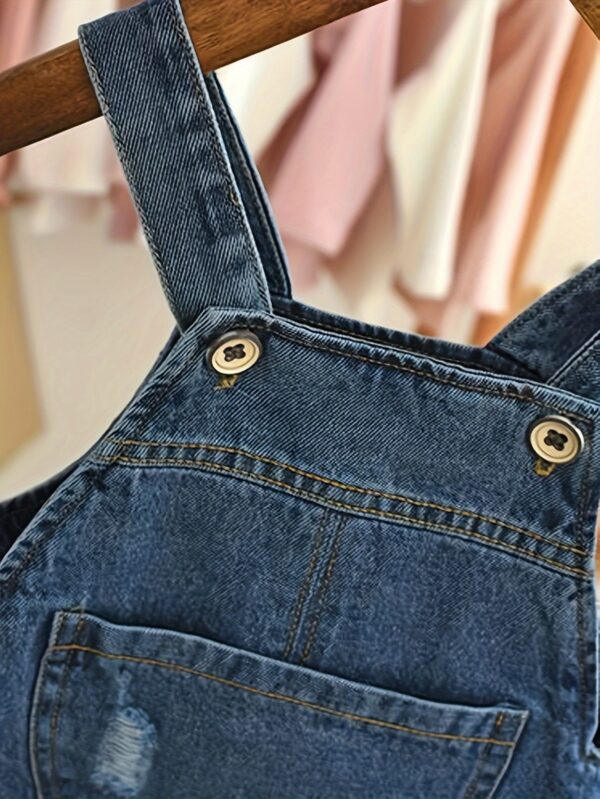 Kids' Denim Overalls - Cartoon Design, Long Sleeve, Pockets, Adjustable Straps, Loose Fit for Boys, Spring/Fall Casual Wear, for Outdoor - Image 3