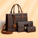 Fashion Large Capacity Tote Bag with Handbag and Wallet Three-Piece Set for Middle-Aged Ladies Elegant Bags