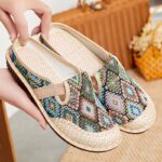 Women's Casual Slip-On Flats, Breathable Fabric Upper with Rubber Sole, All-Season Comfort Shoes with Plain Toe Design, Breathable Flats|Patterned Slipon Loafers|Durable Comfort Shoes
