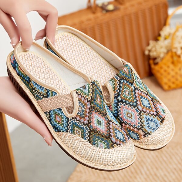 Women's Casual Slip-On Flats, Breathable Fabric Upper with Rubber Sole, All-Season Comfort Shoes with Plain Toe Design, Breathable Flats|Patterned Slipon Loafers|Durable Comfort Shoes