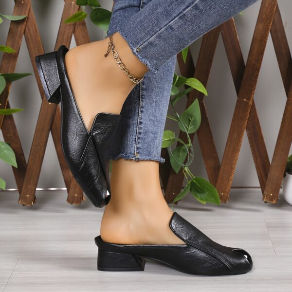 Women's Stylish Solid Color Sandals, Slip On Peep Toe Walking Comfort Block Heels, Versatile Vacation Mules Koningsdag/King's Day - Image 13