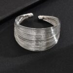 1pc Women's Fashion Open Bracelet Iron Style Punk Metal Open Plain Circle Bracelet Suitable for Gift Giving and Wearing - Image 4