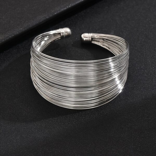 1pc Women's Fashion Open Bracelet Iron Style Punk Metal Open Plain Circle Bracelet Suitable for Gift Giving and Wearing - Image 4